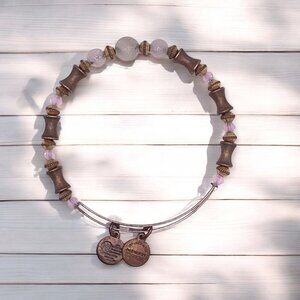Alex And Ani Beaded Expandable Bangle Bracelet With Charms Pink & Gold
